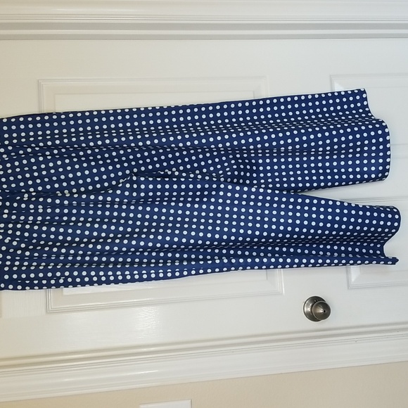 Lucy Paris Womens Wide Leg Blue White Polka Dot Pants Size Extra Large - Picture 6 of 13